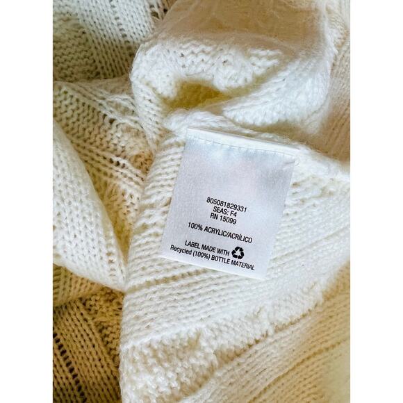 Metaphor Cream Asymmetrical Cable Knit Sweater XLARGE Vanilla Girl Cozy Soft - Picture 9 of 10